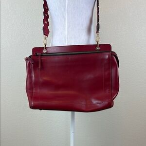 Upcycled Vittoria Napoli Elegant Red Leather Shoulder Bag